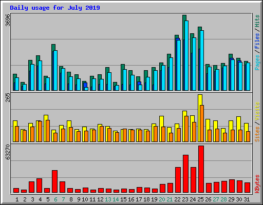 Daily usage for July 2019