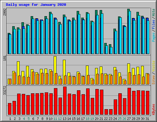Daily usage for January 2020