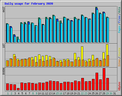 Daily usage for February 2020