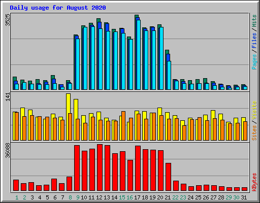 Daily usage for August 2020