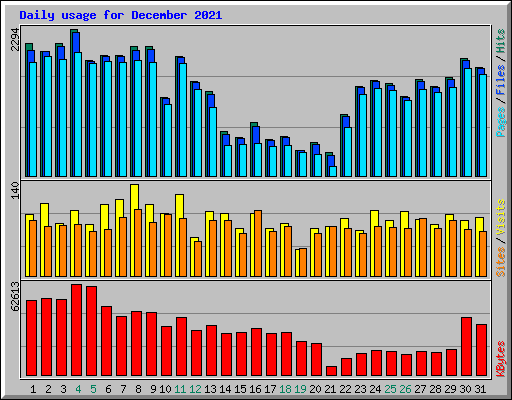 Daily usage for December 2021