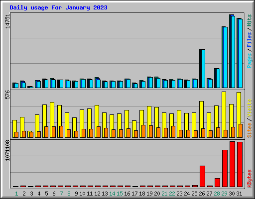 Daily usage for January 2023