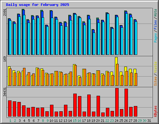 Daily usage for February 2025