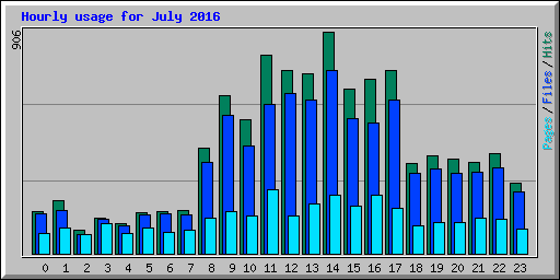 Hourly usage for July 2016