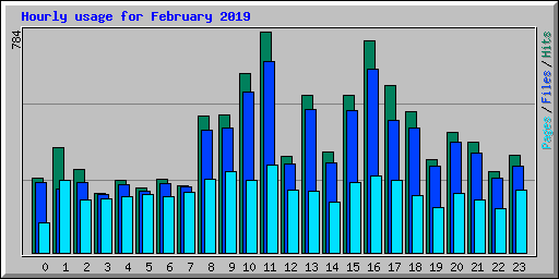 Hourly usage for February 2019